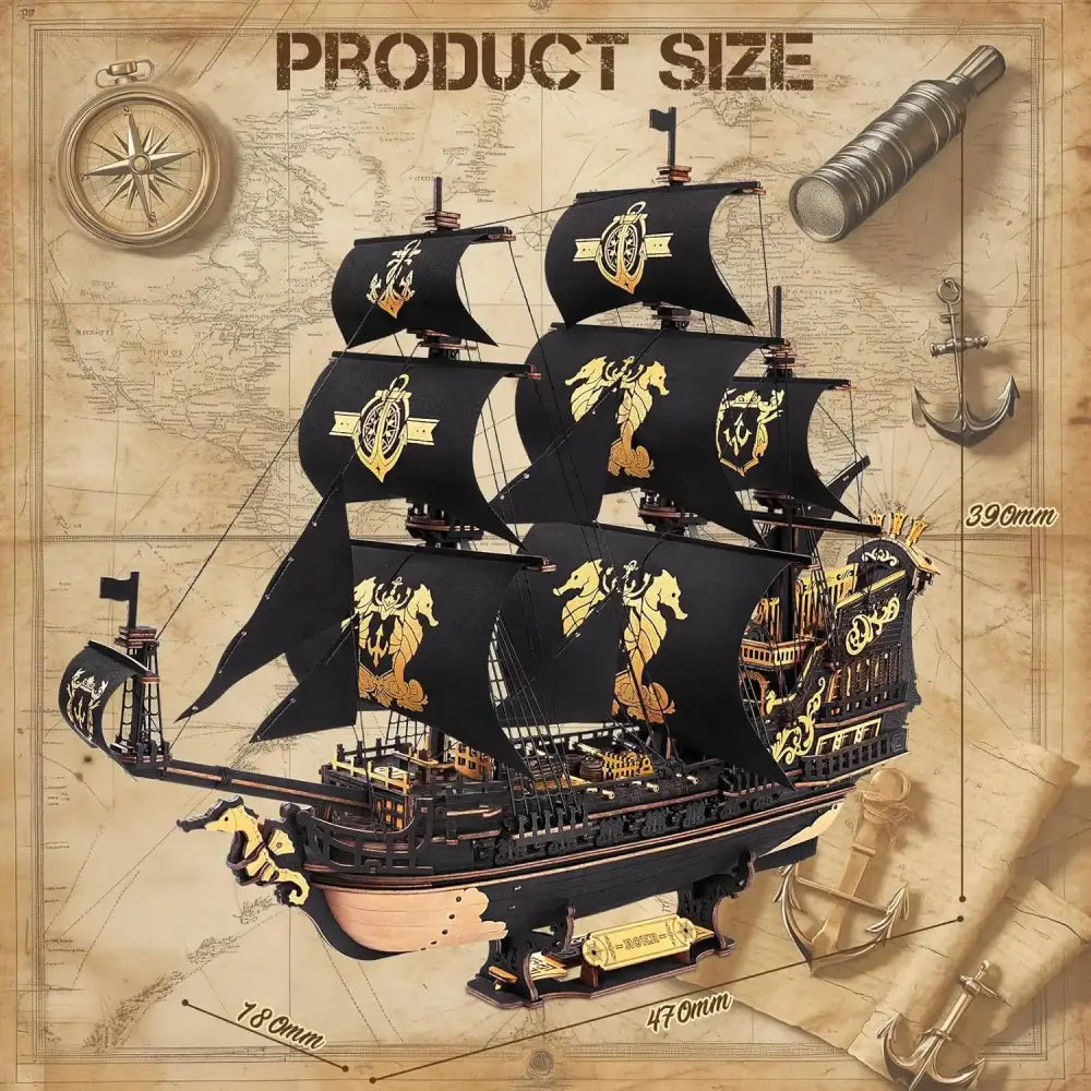 "The Seahorse Barque" – Majestic 3D Wooden Sailing Ship Model Kit